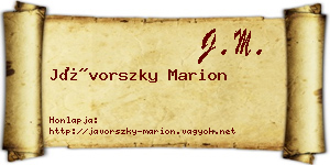 Jávorszky Marion névjegykártya